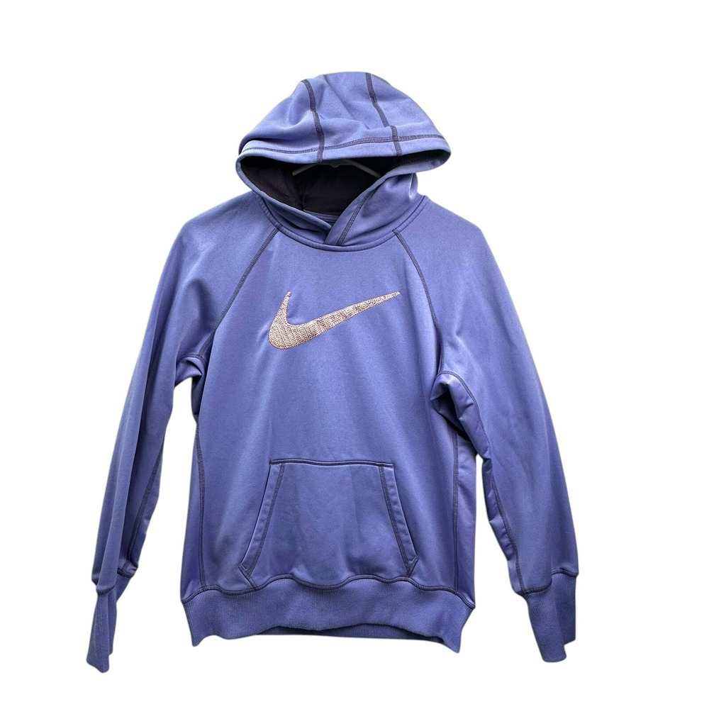 Nike‎ M Light Purple Big Logo Therma Fit Hoodie Sweatshirt Embroidered Medium